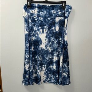 LuLaRoe Blue and White A-Line Midi Skirt for Casual Wear